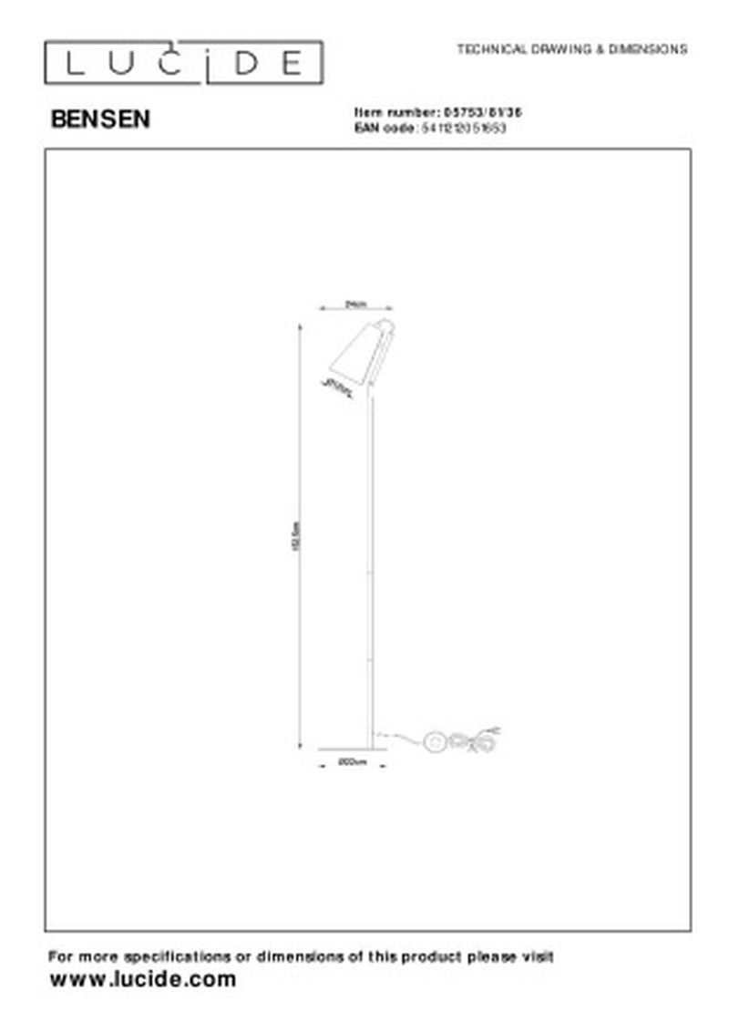 Lucide BENSEN - Stojacia lampa - 1xE14 - Sivá